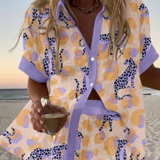 Women's Casual Vacation Shirt Set – Comfortable & Stylish Summer Outfit for Travel & Leisure