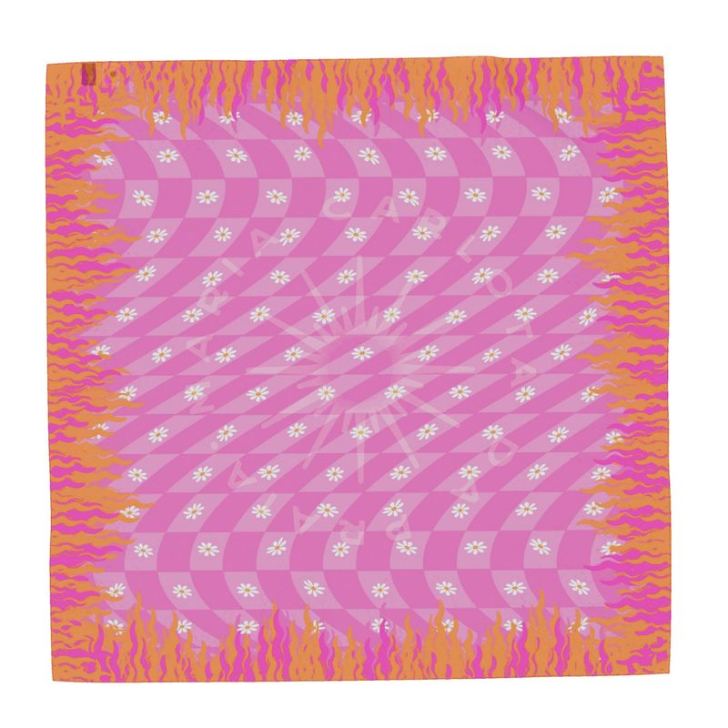 Square Scarf wrap // shawl flower chess print