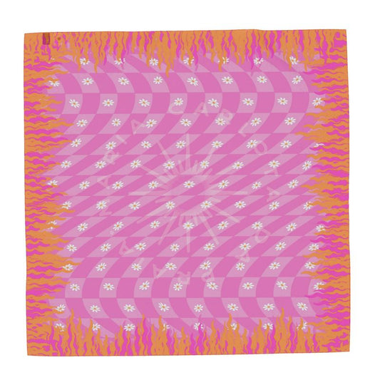 Square Scarf wrap // shawl flower chess print