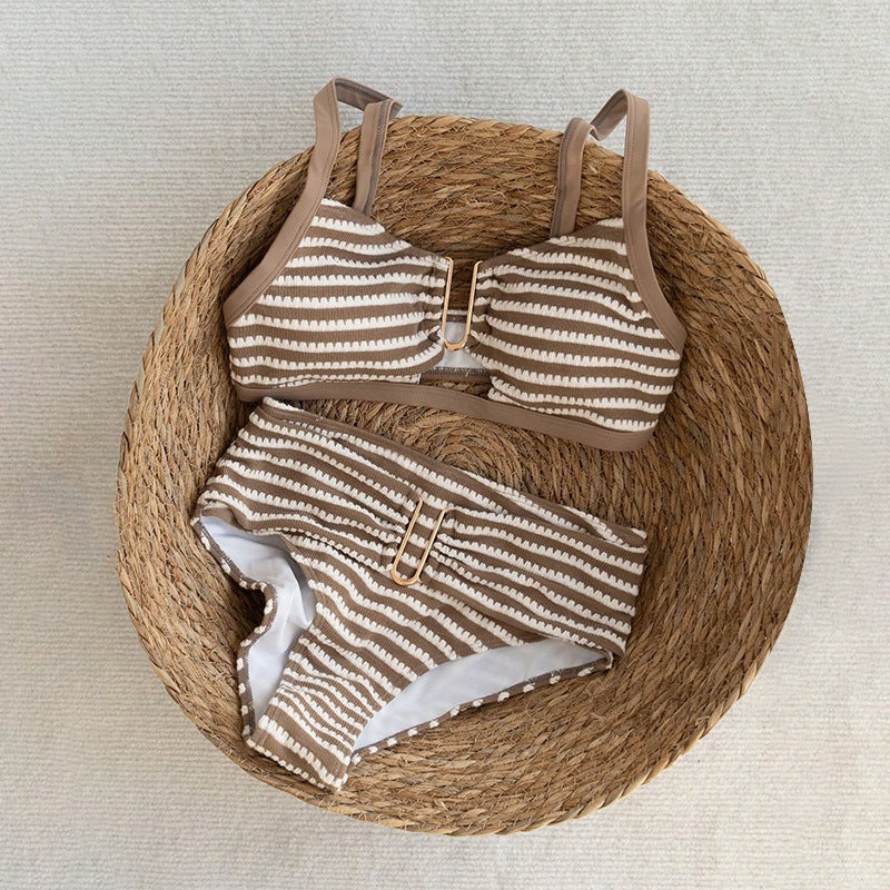 Vacation Beach Sexy Striped Strap Bikini Two-piece Swimsuit