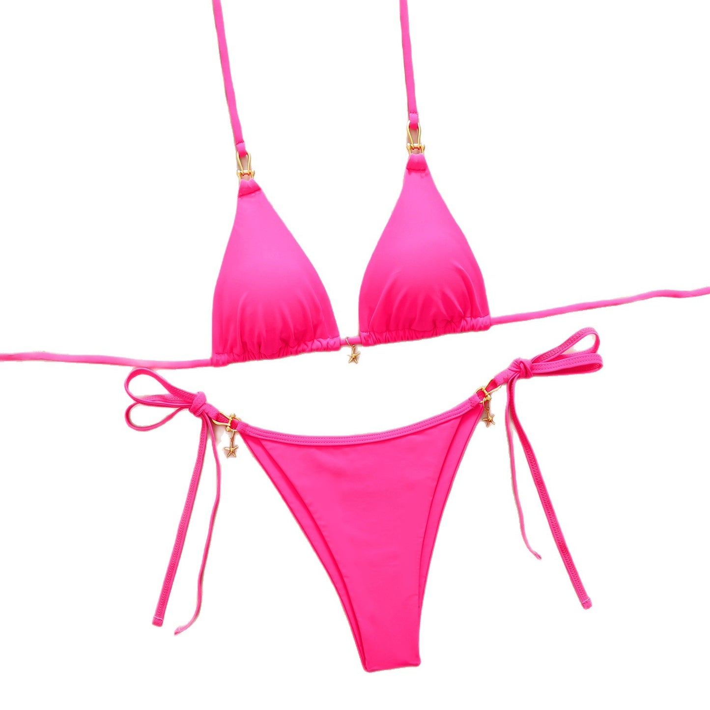 Women's Two-Piece Bikini Swimwear Set – Halterneck Top with Open Back, Stylish Beachwear