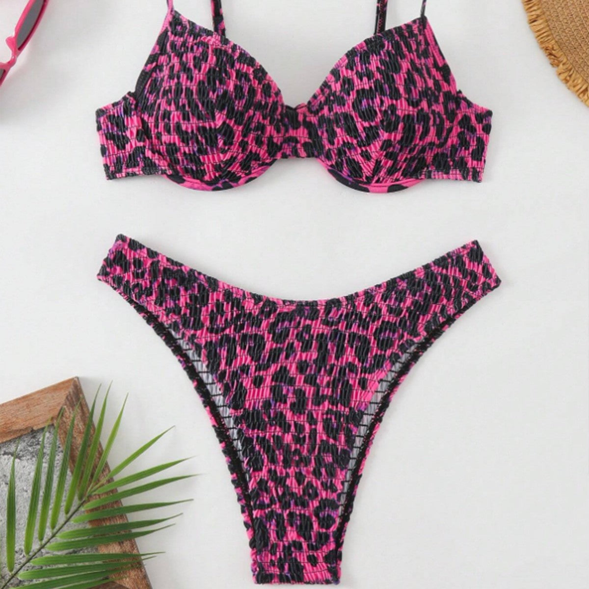 Leopard Print Bikini Swimsuit Female Sexy Tight Backless