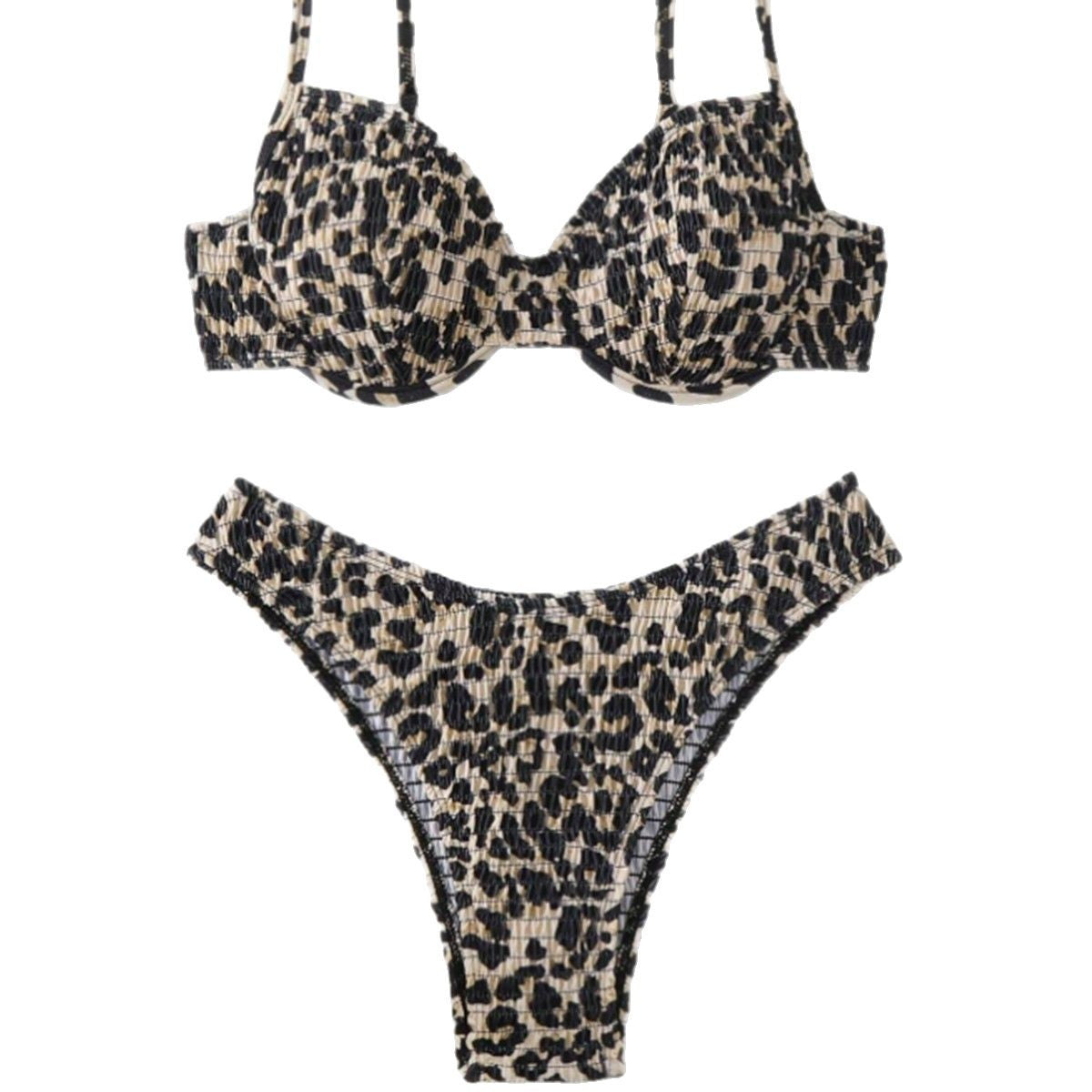 Leopard Print Bikini Swimsuit Female Sexy Tight Backless